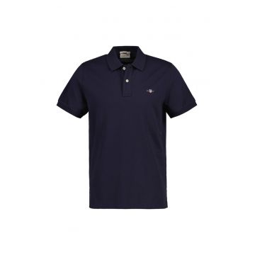Tricou polo din bumbac pique Shield - Bleumarin