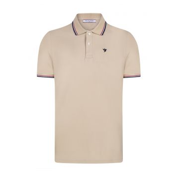 Tricou polo din material pique - Bej