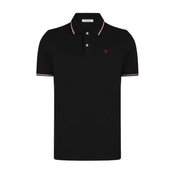 Tricou polo din material pique - Negru