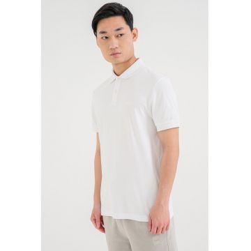 Tricou polo regular fit cu logo - Alb optic