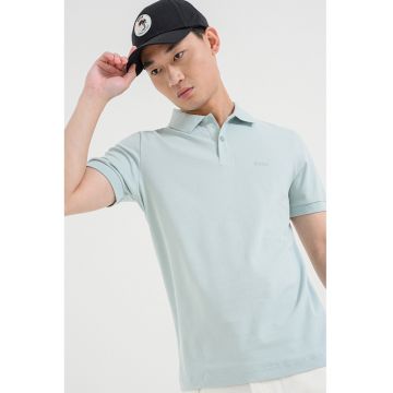 Tricou polo regular fit cu logo - Albastru glaciar