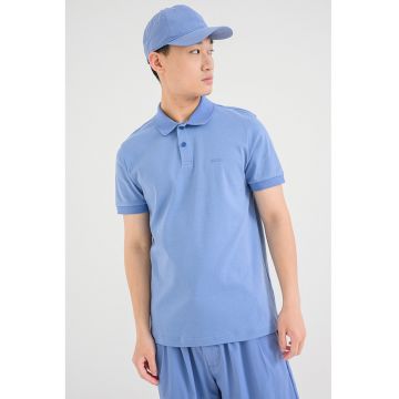 Tricou polo regular fit cu logo - Albastru lavanda