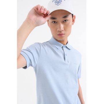 Tricou polo regular fit cu logo - Albastru pastel