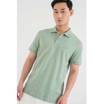 Tricou polo regular fit cu logo - Verde deschis