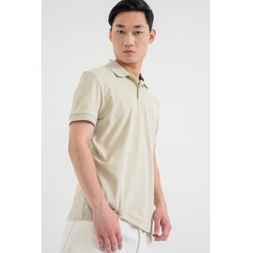 Tricou polo regular fit cu logo - Verde pal
