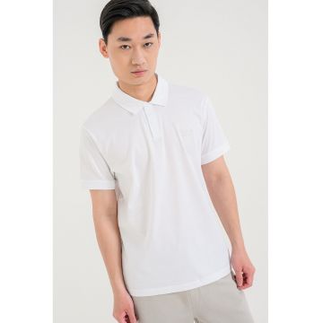Tricou polo regular fit de bumbac - Alb