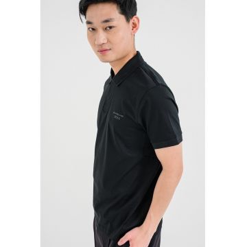 Tricou polo regular fit de bumbac - Negru