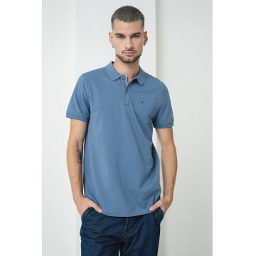 Tricou polo slim fit din bumbac - Albastru prafuit