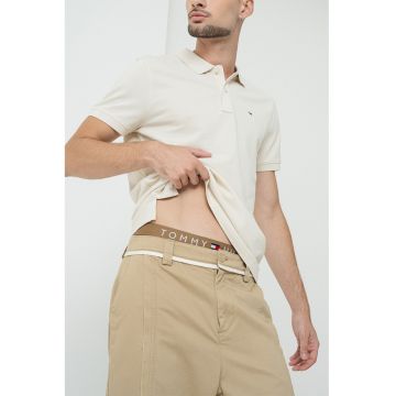 Tricou polo slim fit din bumbac - Bej deschis
