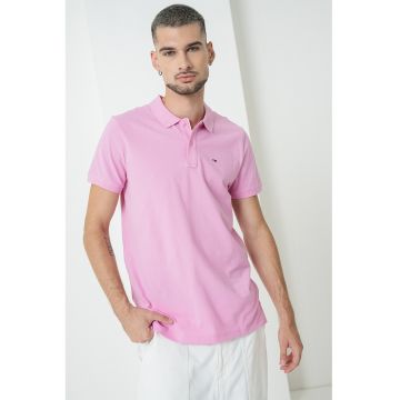 Tricou polo slim fit din bumbac - Roz