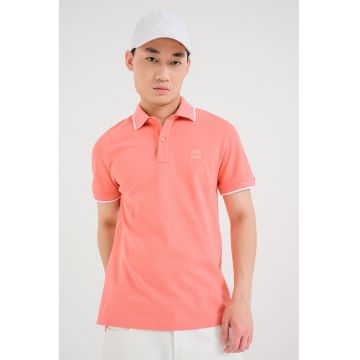Tricou polo slim fit Passertip - Alb/Coral