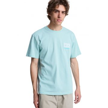 Tricou regular fit cu imprimeu pe spate Ripples - Alb/Verde menta