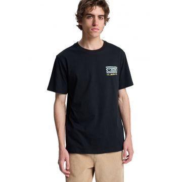 Tricou regular fit cu imprimeu pe spate Ripples - Negru/Galben/Albastru deschis