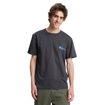 Tricou regular fit cu imprimeu tropical Barrel Paradise - Galben/Negru stins/Albastru