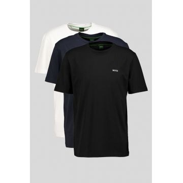 Tricou regular fit cu logo - Alb/Negru/Bleumarin