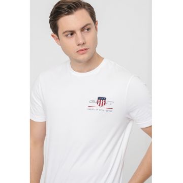 Tricou regular fit din bumbac cu broderie logo - Alb optic