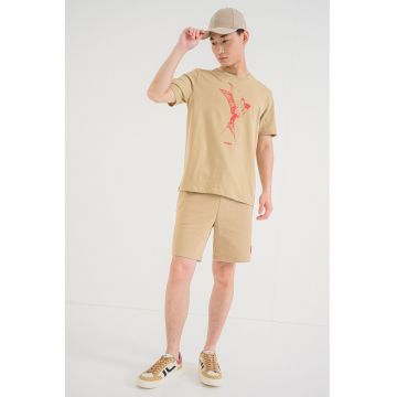 Tricou regular fit Duhorse - Maro camel/Rosu vermillion