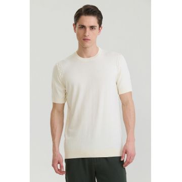 Tricou tricotat fin din bumbac - Alb