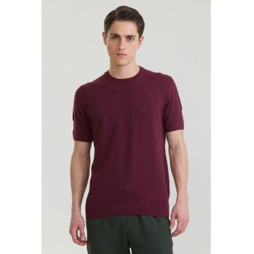 Tricou tricotat fin din bumbac - Visiniu