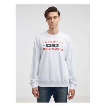 Bluza cu imprimeu logo si decolteu la baza gatului