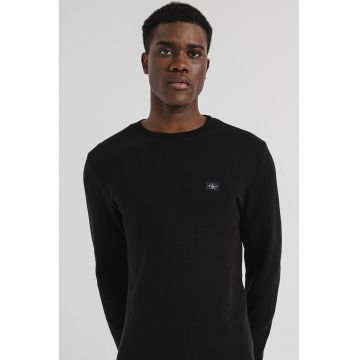 Bluza texturata cu logo - Negru