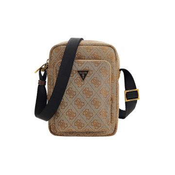 Geanta crossbody cu imprimeu logo Vezzola - Maro/Bej