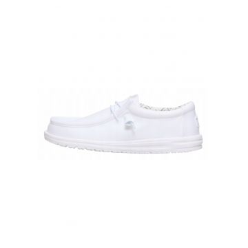 Mocasini Barbati Spuma EVA - Wally Stretch Canvas - Alb - Alb