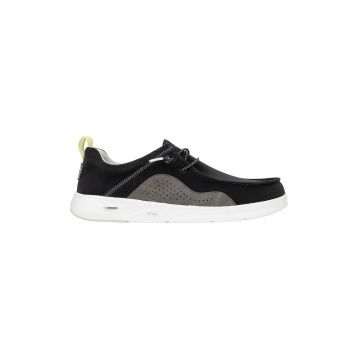 Mocasini din material textil cu model uni - Negru/Gri inchis