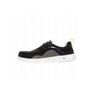 Mocasini din material textil cu model uni - Negru