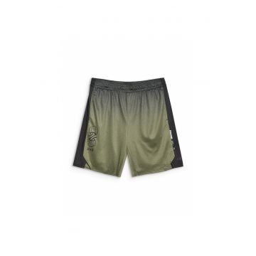Pantaloni scurti baschet barbati  oversize - verde/negru - material sintetic - uscare rapida -