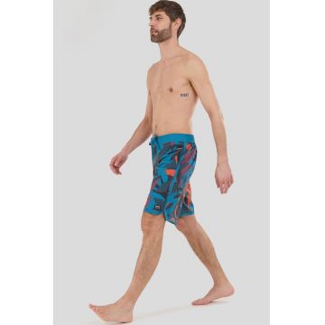 Pantaloni scurti de baie cu model tropical - Portocaliu/Albastru inchis