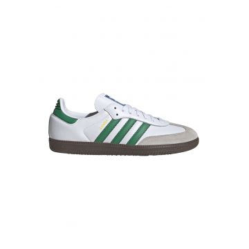 Pantofi sport din piele cu garnituri din piele intoarsa Samba - Alb optic/Verde aquamarin