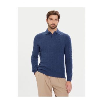 Pulover barbati  bleumarin - cu guler