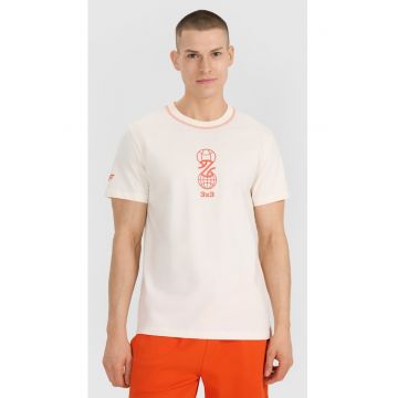 Tricou Barbat  Basket Streetwear - Bumbac Alb Ecru - Croiala Regular SS25 -