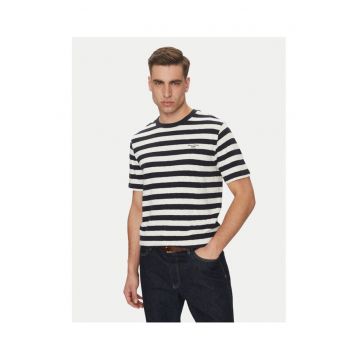 Tricou barbat -  bleumarin/alb - bumbac