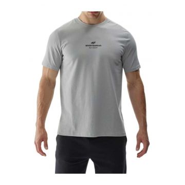 Tricou barbat  imprimeu - bumbac - gri -