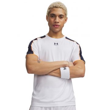 Tricou cu decolteu la baza gatului si logo pentru fotbal Challenger - Negru stins/Portocaliu pal/Alb optic