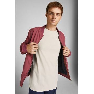 Tricou din bumbac organic cu decolteu la baza gatului - Maro nisip
