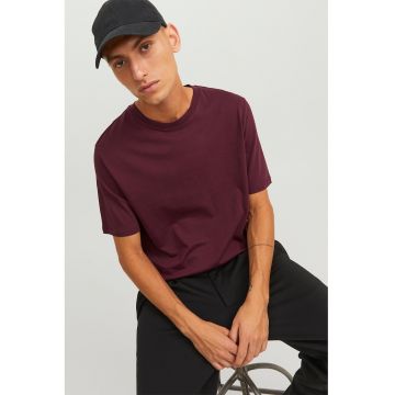 Tricou din bumbac organic cu decolteu la baza gatului - Violet tyrian