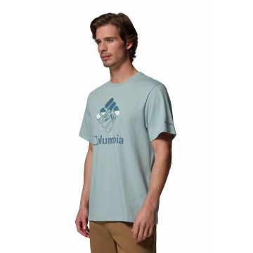 Tricou din bumbac organic cu imprimeu - Alb/Albastru prafuit