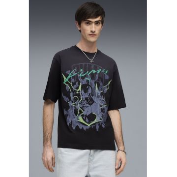 Tricou lejer cu imprimeu grafic - Negru