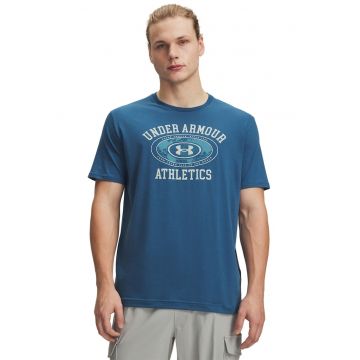 Tricou lejer cu imprimeu pe piept Globe - Albastru inchis