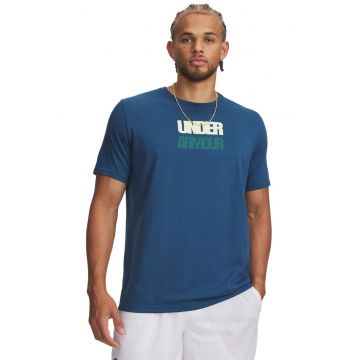 Tricou lejer cu logo Block - Albastru inchis/Galben pal/Lila