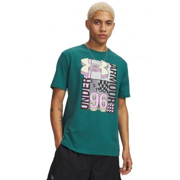Tricou lejer cu logo Collage - Negru/Roz pastel/Verde feriga