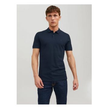 Tricou polo Basic - Slim Fit - din bumbac - Bleumarin inchis