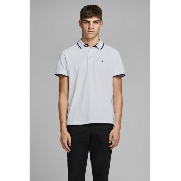 Tricou polo slim fit de bumbac organic Paulos - Alb