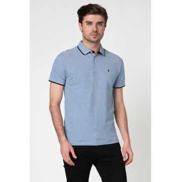 Tricou polo slim fit de bumbac organic Paulos - Albastru lavanda