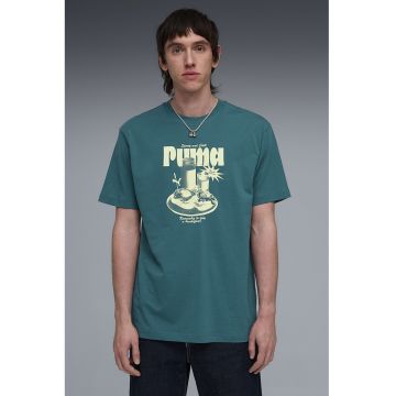 Tricou relaxed fit cu imprimeu logo - Verde englez