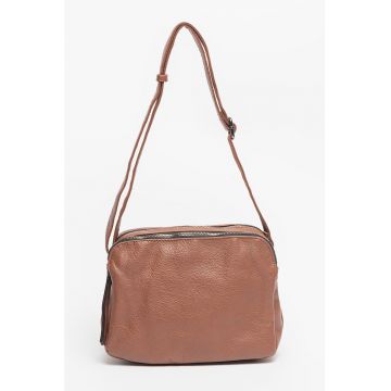 Geanta crossbody de piele ecologica cu buzunar exterior cu fermoar