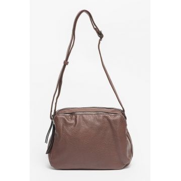 Geanta crossbody de piele ecologica cu buzunar exterior cu fermoar